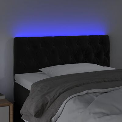 vidaXL Čelo postele s LED černé 90 x 7 x 78/88 cm samet