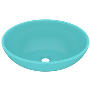 vidaXL Luxusn&iacute; umyvadlo ov&aacute;ln&eacute; matně světle zelen&eacute; 40 x 33 cm keramika