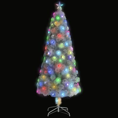 vidaXL Vánoční stromek s LED osvětlením bílý 180 cm optické vlákno