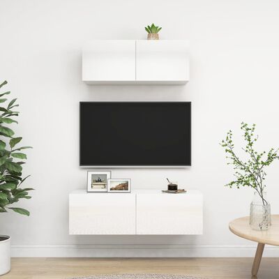vidaXL 2dílný set TV skříněk bílý s vysokým leskem kompozitní dřevo