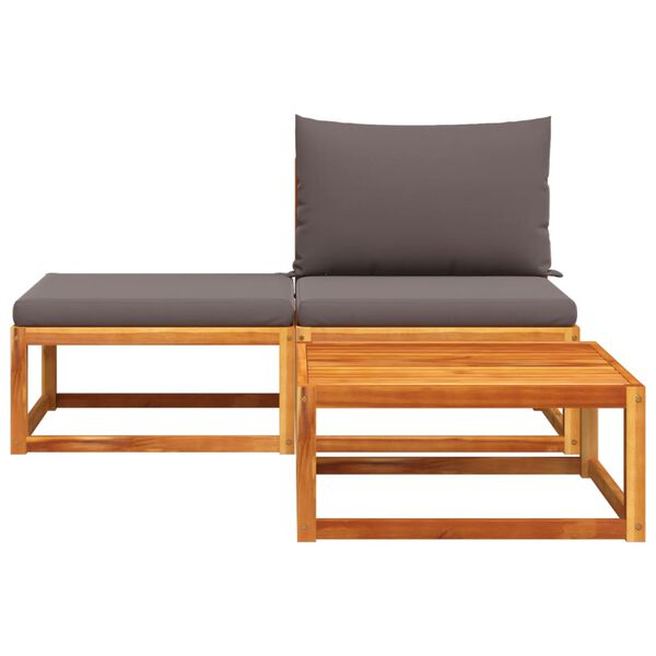 vidaXL 3dílná zahradní sedací souprava s polštáři, akácie a ratan