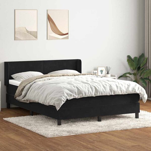 vidaXL Box spring postel s matrac&iacute; čern&aacute; 160x210 cm samet