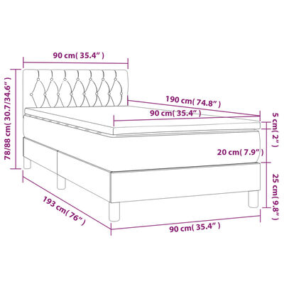 vidaXL Box spring postel s matrací černá 90x190 cm textil