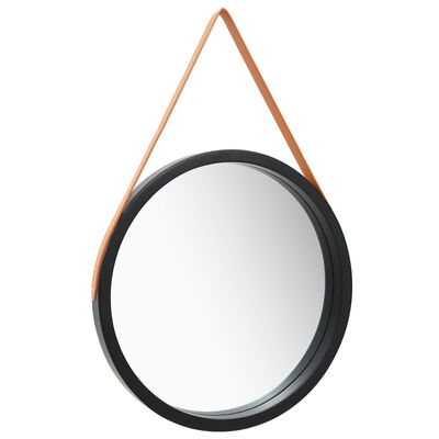 vidaXL Nástěnné zrcadlo s popruhem 60 cm černé