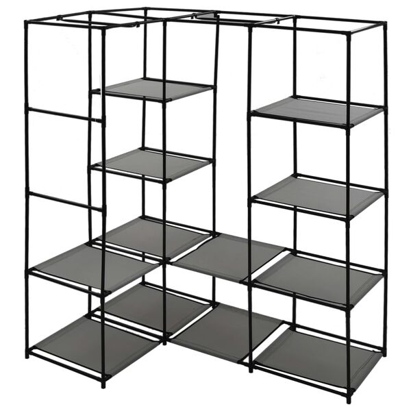 vidaXL Rohová šatní skříň šedá 130 x 87 x 169 cm