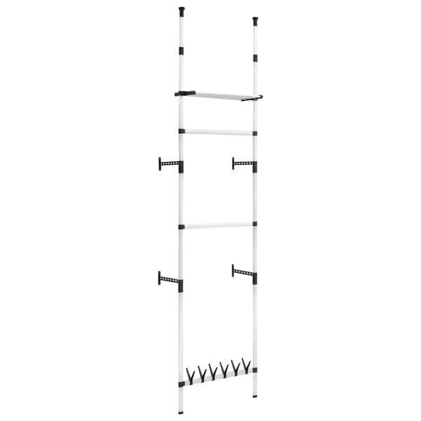 vidaXL Teleskopický šatní úložný systém s tyčemi a policí hliník