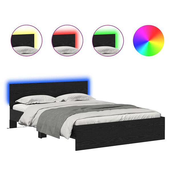 vidaXL R&aacute;m postele s čelo Čern&yacute; dub 140 x 190 cm kompozitn&iacute; dřevo