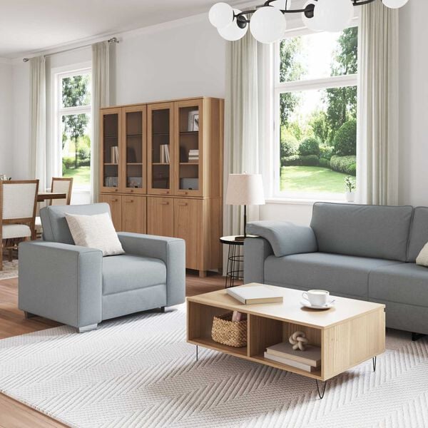 vidaXL Pohovka 3 pcs Světle &scaron;ed&aacute; Lněn&aacute; směs