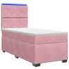 vidaXL Postel boxspring s matrac&iacute; s LED p&aacute;sky Růžov&aacute; 90 x 200 cm Samet