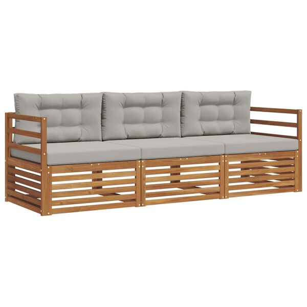 vidaXL Venkovn&iacute; pohovkov&aacute; souprava 3 pcs Př&iacute;rodn&iacute; a světle &scaron;ed&aacute;