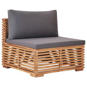 vidaXL Zahradn&iacute; středov&aacute; pohovka s &scaron;ed&yacute;mi podu&scaron;kami masivn&iacute; teak