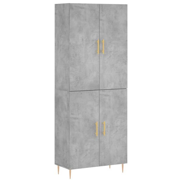vidaXL Skř&iacute;ň highboard betonově &scaron;ed&aacute; 69,5x34x180 cm kompozitn&iacute; dřevo