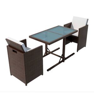 vidaXL 3d&iacute;ln&yacute; bistro set s podu&scaron;kami polyratan hněd&yacute;