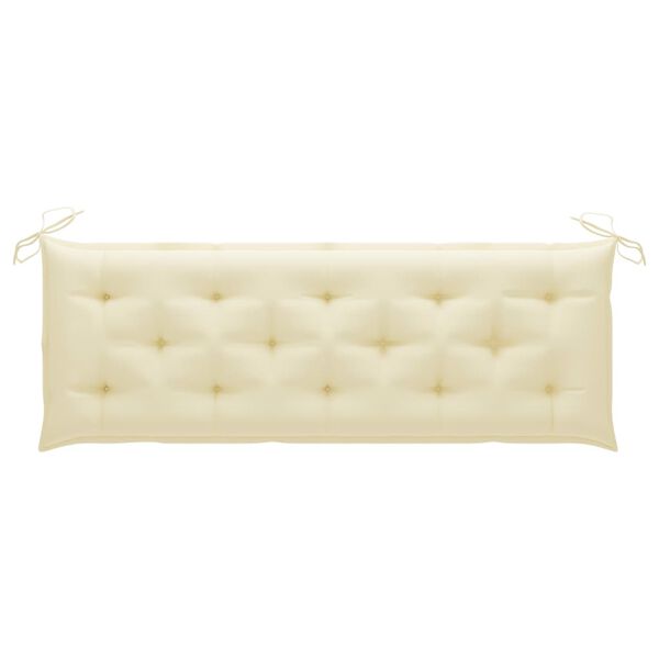 vidaXL Lavice Batavia s kr&eacute;mově b&iacute;lou podu&scaron;kou 150 cm masivn&iacute; teak