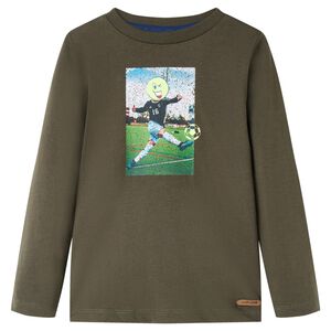 Dětsk&eacute; tričko s dlouh&yacute;m ruk&aacute;vem khaki 104