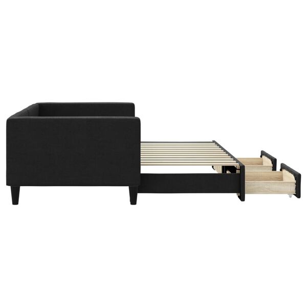 vidaXL V&aacute;lenda s přist&yacute;lkou a z&aacute;suvkami čern&aacute; 90 x 200 cm textil