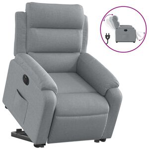 vidaXL Elektrick&eacute; zvedac&iacute; polohovac&iacute; křeslo světle &scaron;ed&eacute; textil