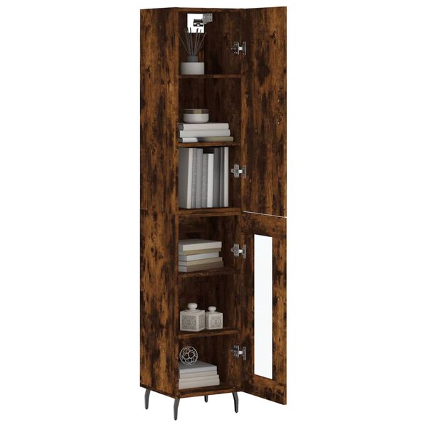 vidaXL Skř&iacute;ň highboard kouřov&yacute; dub 34,5 x 34 x 180 cm kompozitn&iacute; dřevo