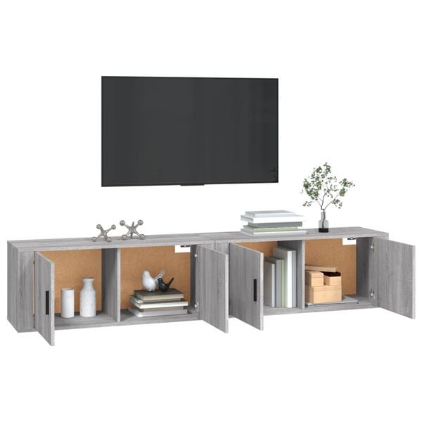 vidaXL N&aacute;stěnn&eacute; TV skř&iacute;ňky 2 ks &scaron;ed&eacute; sonoma 100 x 34,5 x 40 cm