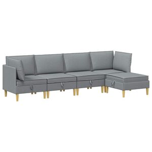 vidaXL Modul&aacute;rn&iacute; pohovka se storage 5 pcs Světle &scaron;ed&aacute; Textil