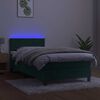 vidaXL Box spring postel s matrac&iacute; a LED tmavě zelen&aacute; 90x190 cm samet