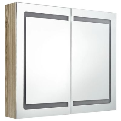 vidaXL LED koupelnová skříňka se zrcadlem dub 80 x 12 x 68 cm