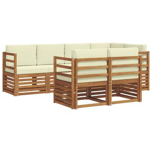 vidaXL Rohov&aacute; sofa sada s pol&scaron;t&aacute;řem 7 pcs Přirozen&aacute; a Kr&eacute;mov&aacute;