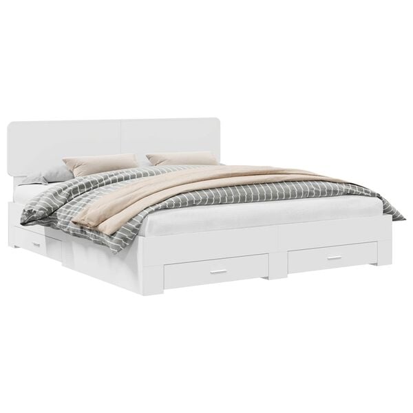 vidaXL R&aacute;m postele s čelo B&iacute;l&aacute; 200 x 200 cm kompozitn&iacute; dřevo