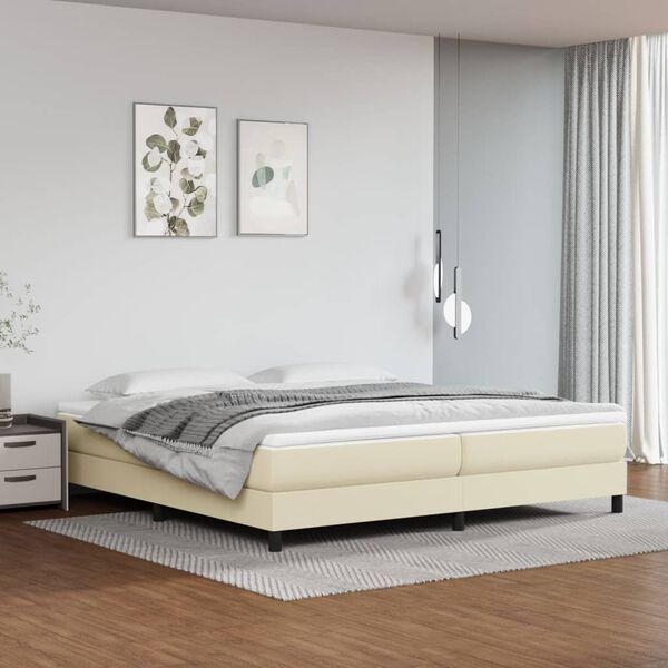 vidaXL Box spring postel s matrac&iacute; kr&eacute;mov&aacute; 200x200 cm uměl&aacute; kůže