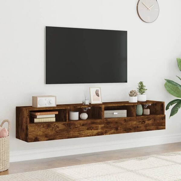 vidaXL N&aacute;stěnn&eacute; TV skř&iacute;ňky 2 ks kouřov&yacute; dub 80 x 30 x 30 cm kompozit