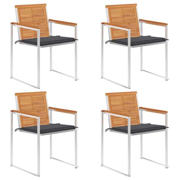 vidaXL Zahradn&iacute; židle 4 ks s podu&scaron;kami masivn&iacute; ak&aacute;ciov&eacute; dřevo
