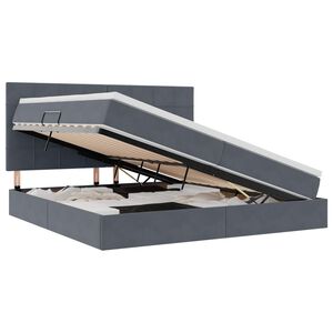 vidaXL Postel s &uacute;ložn&yacute;m prostorem a matrac&iacute; Tmavě &scaron;ed&aacute; 200 x 200 cm