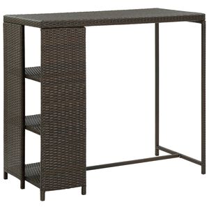vidaXL Barov&yacute; stolek s &uacute;ložn&yacute;m reg&aacute;lem hněd&yacute; 120x60x110 cm polyratan