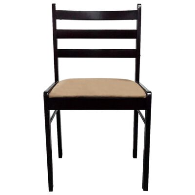 vidaXL Jídelní židle 2 ks hnědé masivní kaučukovníkové dřevo a samet