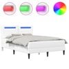 vidaXL R&aacute;m postele s LED p&aacute;sky s čelo B&iacute;l&aacute; 120 x 190 cm Uměl&aacute; kůže