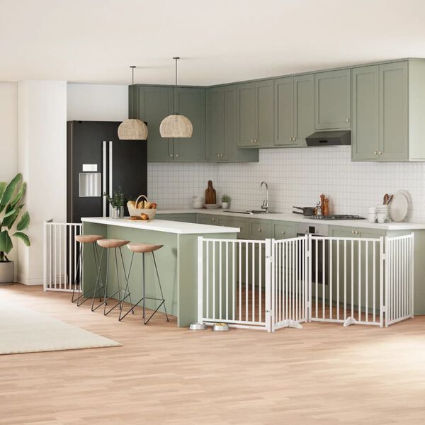 vidaXL Z&aacute;brana pro psy s dv&iacute;řky skl&aacute;dac&iacute; 8 panelů b&iacute;l&aacute; 640 cm topol