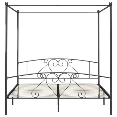 vidaXL Rám postele s nebesy šedý kovový 200 x 200 cm