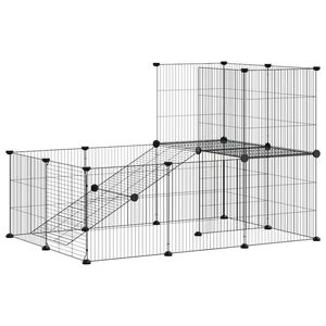 vidaXL 20panelov&aacute; ohr&aacute;dka pro zv&iacute;řata s dv&iacute;řky čern&aacute; 35 x 35 cm ocel