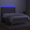 vidaXL Box spring postel s matrac&iacute; a LED světle &scaron;ed&aacute; 140x200 cm textil