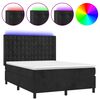vidaXL Box spring postel s matrac&iacute; a LED čern&aacute; 140x190 cm samet