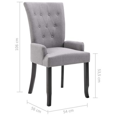 vidaXL Jídelní židle s područkami 2 ks světle šedé textil