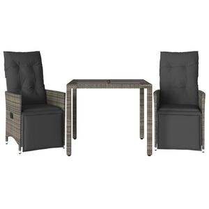 vidaXL 3d&iacute;ln&yacute; zahradn&iacute; bistro set s podu&scaron;kami &scaron;ed&yacute; polyratan