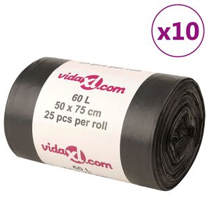 vidaXL Pytle na odpadky 250 ks čern&eacute; 60 l