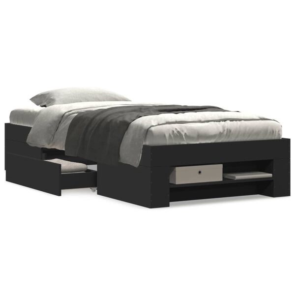 vidaXL R&aacute;m postele čern&yacute; 90 x 190 cm kompozitn&iacute; dřevo