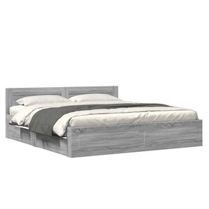 vidaXL R&aacute;m postele s čelem &scaron;ed&yacute; sonoma 200 x 200 cm kompozitn&iacute; dřevo