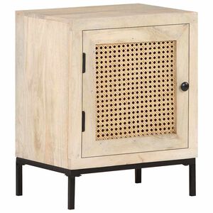 vidaXL Nočn&iacute; stolek 40 x 30 x 50 cm masivn&iacute; mangovn&iacute;k a př&iacute;rodn&iacute; r&aacute;kos