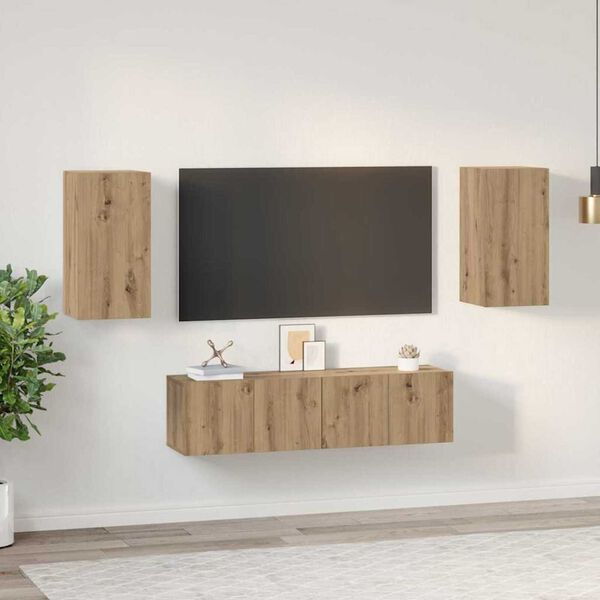 vidaXL Sestava TV skř&iacute;něk N&aacute;stěnn&yacute; 4 pcs dub artisan 30.5 x 30 x 60 cm