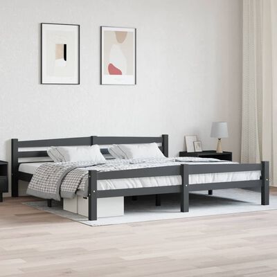 vidaXL Rám postele tmavě šedý masivní borové dřevo 200 x 200 cm
