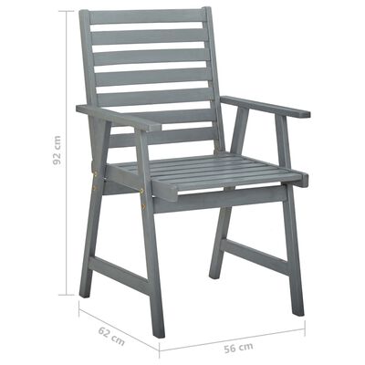 vidaXL Zahradní jídelní židle 3 ks šedé masivní akáciové dřevo