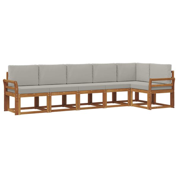 vidaXL Venkovn&iacute; pohovkov&aacute; souprava 6 pcs Př&iacute;rodn&iacute; a světle &scaron;ed&aacute;